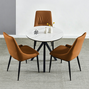 岩板圆桌餐桌办公休闲会客接待洽谈桌椅组合阳台桌子郁金香小圆桌