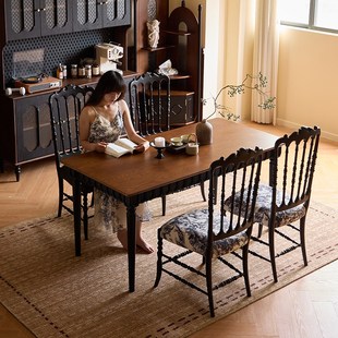 本来就复古/希拉里餐桌/法式复古实木饭桌中古客厅家用长方形桌子