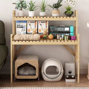 实木猫砂盆架收纳置物架室内鱼缸架摆件整理架阳台多层防腐木花架