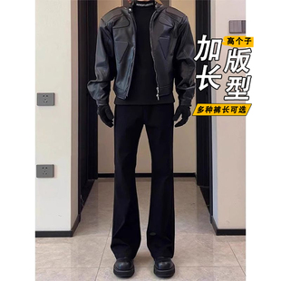 加长款黑色加绒柳叶弯刀牛仔裤男高个子秋冬cleanfit裤直筒微喇裤