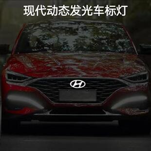 适用现代途胜圣达菲索纳塔动态中网前标LED车标灯