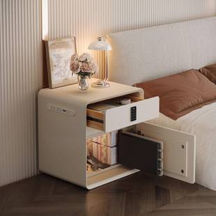 智能床头柜保险箱一体2025新款卧室带锁小众设计感小型床边储物柜