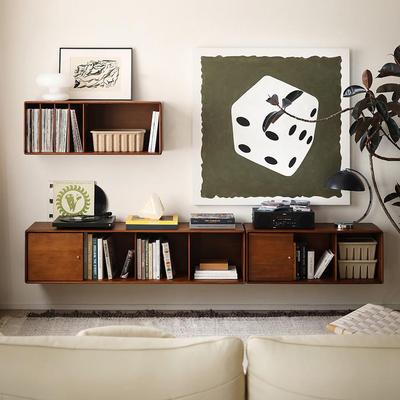 7折北欧表情/中古复古风/进口E10/FYN实木储物壁柜吊柜/挂墙悬空