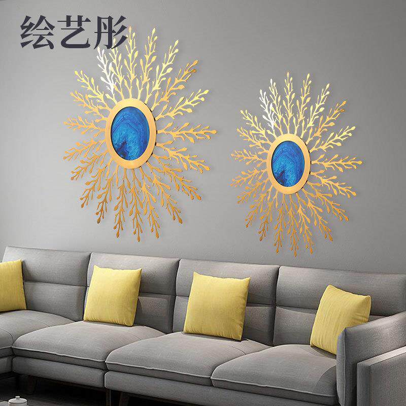 轻奢铁艺壁饰树叶花壁挂餐厅客厅墙面装饰品挂件沙发电视背景挂饰