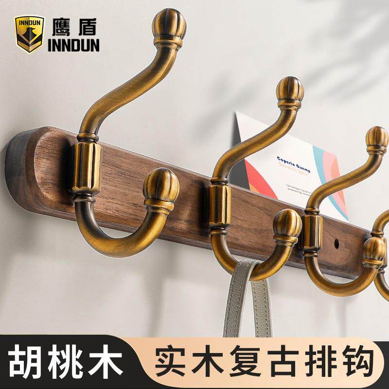 木质挂衣钩进门玄关衣服挂钩入户复古新中式实木墙上挂架衣帽壁挂