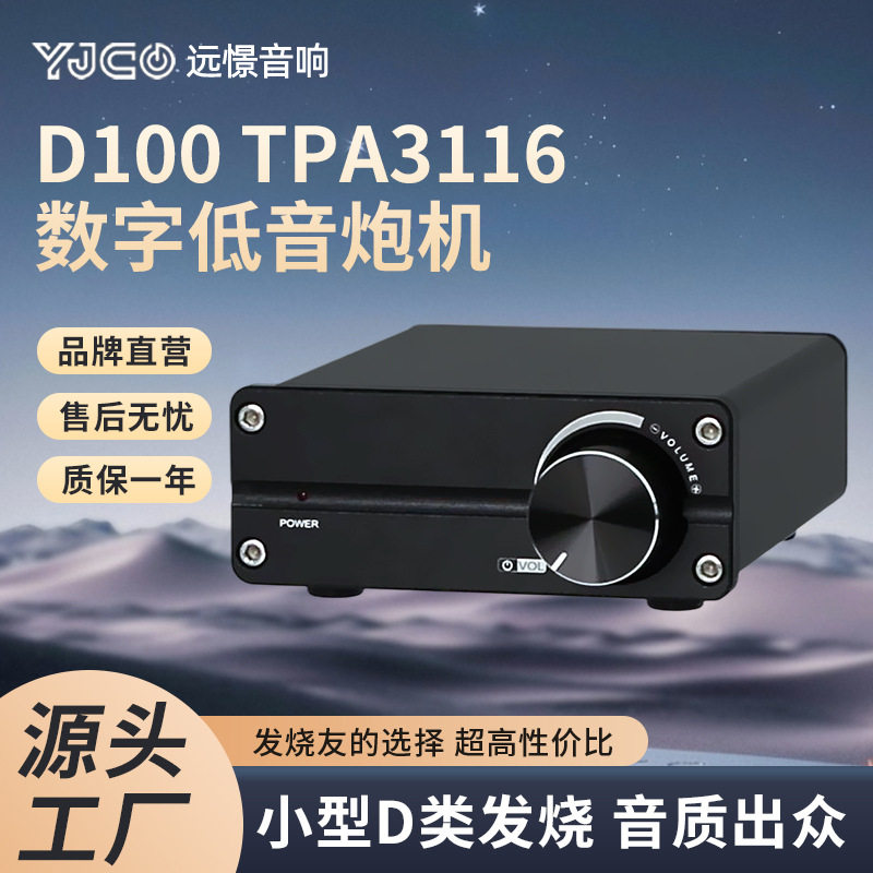 D100 TPA3116数字D类发烧家用HiFi单声道低音炮机超英飞凌MA12070