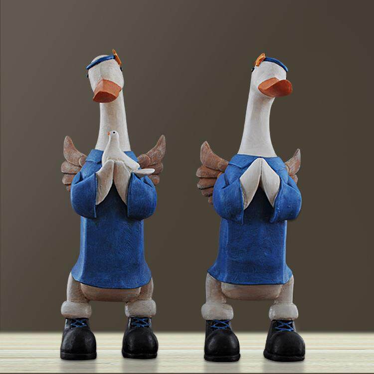 新款创意树脂工艺品鸭天使摆件家居客厅卧室装饰品书房桌面摆设