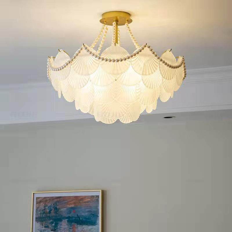 法式后现代玻璃吸顶灯复古全光谱主卧室客厅温馨北欧风圆形贝壳灯,电子元器件市场,其它元器件,淘宝优惠券,粉丝福利购,淘宝优惠卷