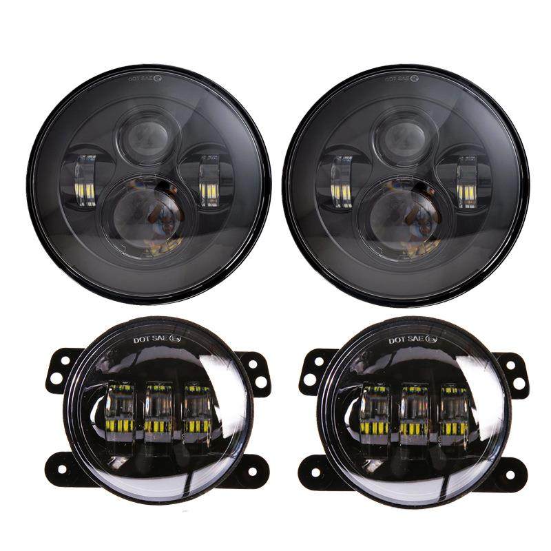 适用7寸牧马人前大灯 7寸led前照灯+4寸雾灯前杠灯 天使眼套装,电子元器件市场,其它元器件,淘宝优惠券,粉丝福利购,淘宝优惠卷