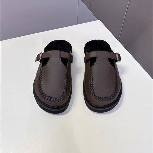 维多娜真皮毛毛包头拖女厚底防滑