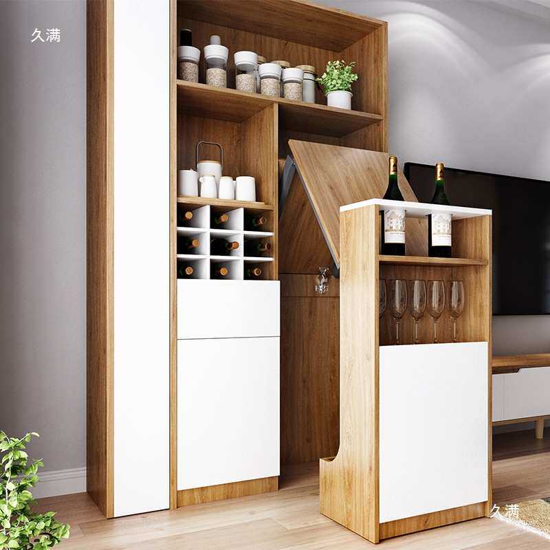 北欧折叠酒柜吧台一体 家用客厅伸缩可移动靠墙餐边柜 餐厅隔断柜