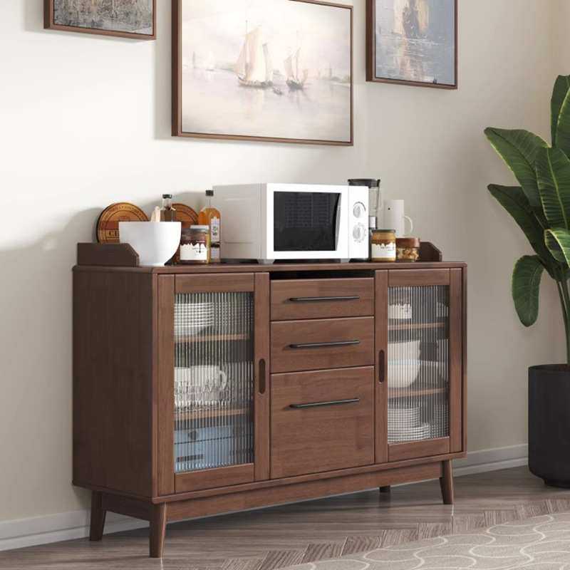 实木厨房餐边柜储物柜原木风客厅柜子酒柜带抽屉茶水柜玻璃门碗柜,3C数码配件,USB灯,淘宝优惠券,粉丝福利购,淘宝优惠卷