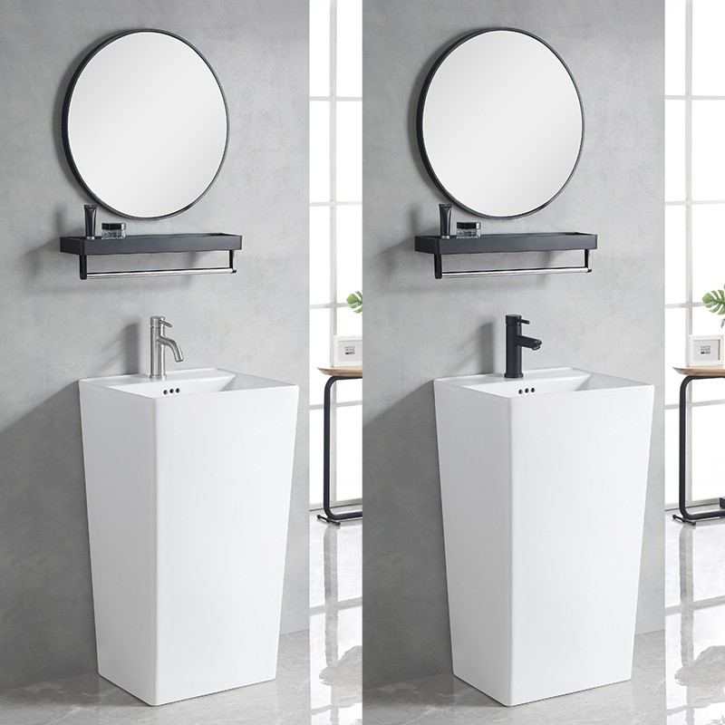 SAGGSA陶瓷立柱盆一体柱盆落地式立式洗脸台盆卫生间立柱式洗手盆