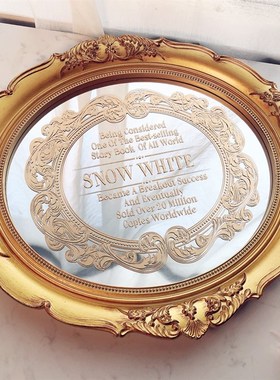 欧式复古镜面托盘鎏金印花轻奢托盘美容院精油护肤收纳金色镜子盘