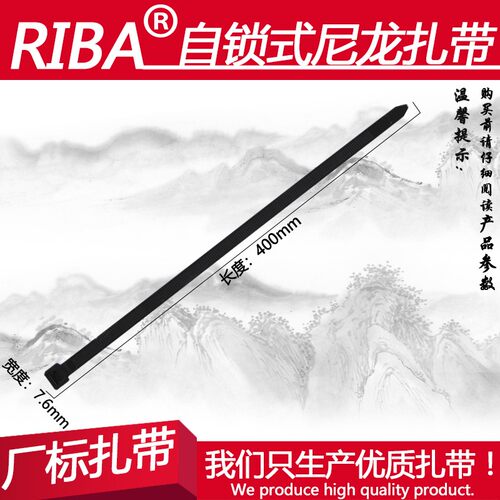 黑色厂标10*400宽7.6毫米100条加厚卡扣一次性尼龙扎带满减促销