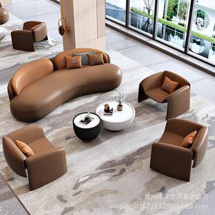 北欧客洽谈铺酒店大堂弧形沙发组合接待办室会沙发售楼处商Y-JJDD