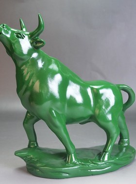 绿色木雕牛十二生肖木牛运势如z虹摆件家居客厅办公装饰开业送礼