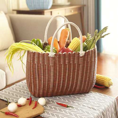 Faux Rattan Storage Handy Basket Color Tube Brown Outdoor