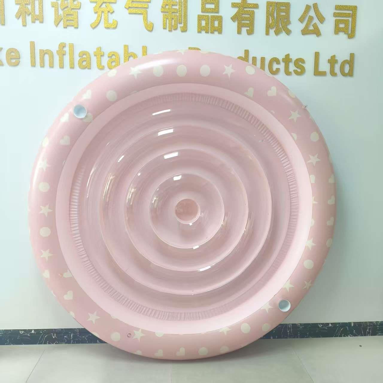 跨境热销水上PVC充气圆形靠背浮排充气多人乘凉浮床充气沙发浮排