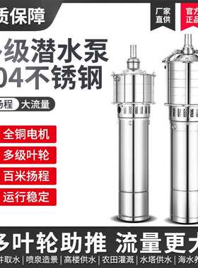 QD多级潜水高扬程农田灌溉小老鼠潜水泵全不锈钢抽水泵304防腐蚀