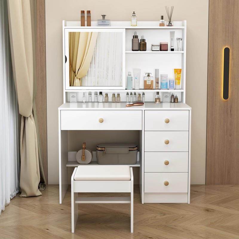 梳妆台卧室小户型小型化妆台可旋转镜子简约现代收纳柜一体化妆桌