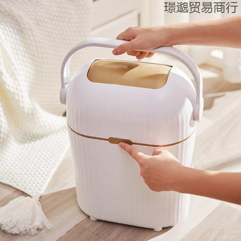 家用高颜值加厚带盖垃圾桶大号密封防臭防味宝宝桶婴儿尿布收纳桶