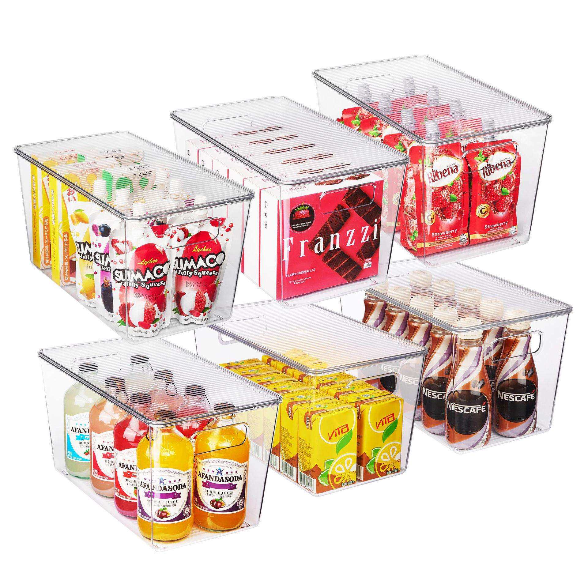 【跨境爆款】透明XL手提带盖储物盒厨房冰箱果蔬可堆叠收纳盒