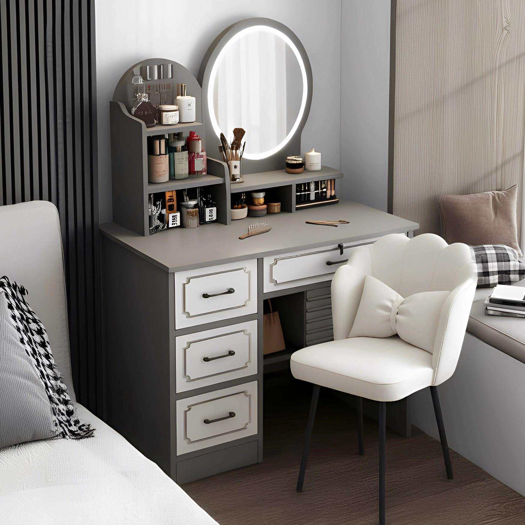 梳妆台小户型床头柜2025新款轻奢感卧室镜子化妆桌书桌收纳柜,电子元器件市场,其它元器件,淘宝优惠券,粉丝福利购,淘宝优惠卷