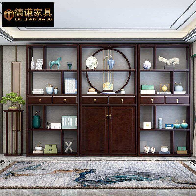 新中式间厅柜 博古架置物收纳落地架子带抽屉储物组合 柜客厅家具