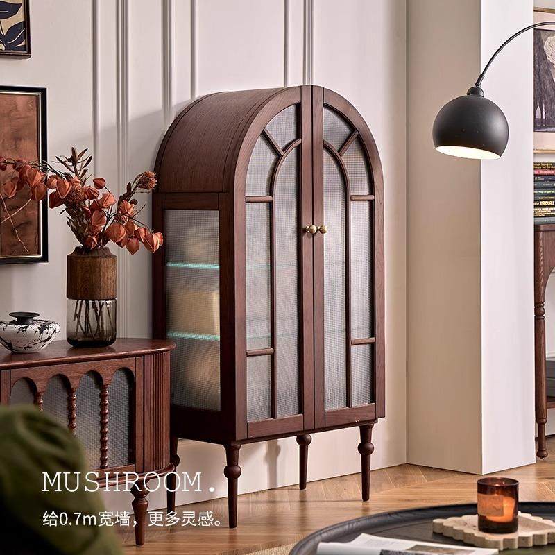 法式复古实木弧形边柜客厅双开门收纳柜子黑色储物柜靠墙玻璃酒柜,电子元器件市场,其它元器件,淘宝优惠券,粉丝福利购,淘宝优惠卷