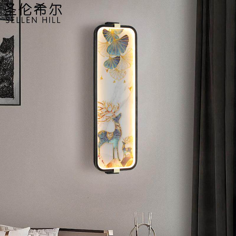 新中式壁灯3D立体卧室床头装饰画房间墙面挂画温馨LED中国风禅意