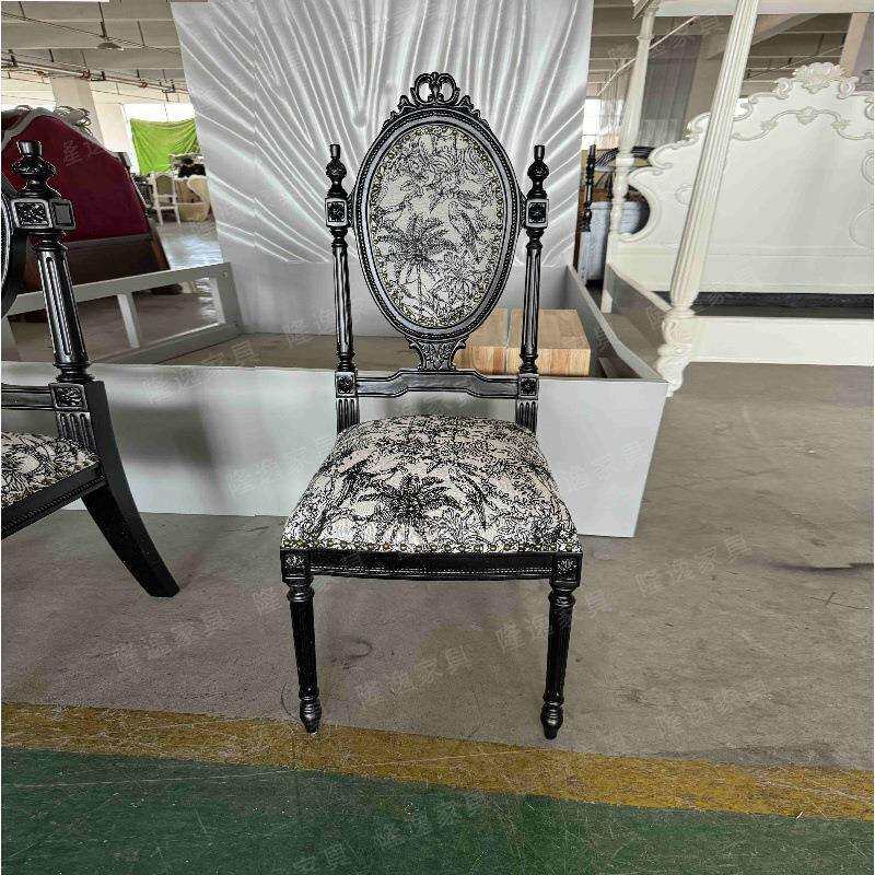 法式复古中古风椅子单人椅餐厅椅休闲椅影楼雕花古董花纹椅