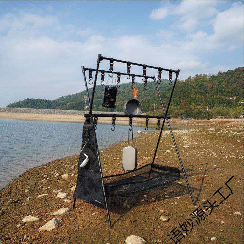 户外露营折叠便携式中号双层收纳架野营野餐灯架便携式折叠垒德株
