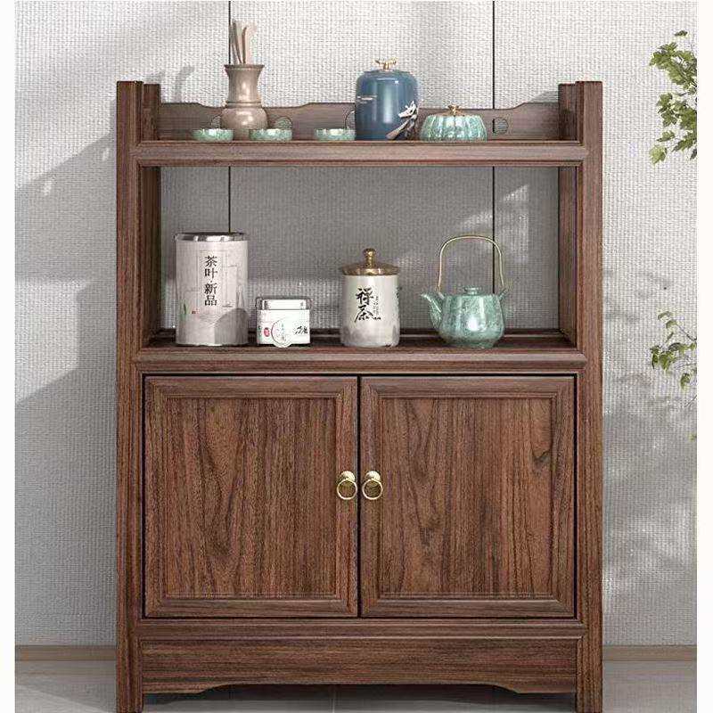 中式老榆木落地式客厅置物柜家用多功能实木餐边柜靠墙简易储物柜
