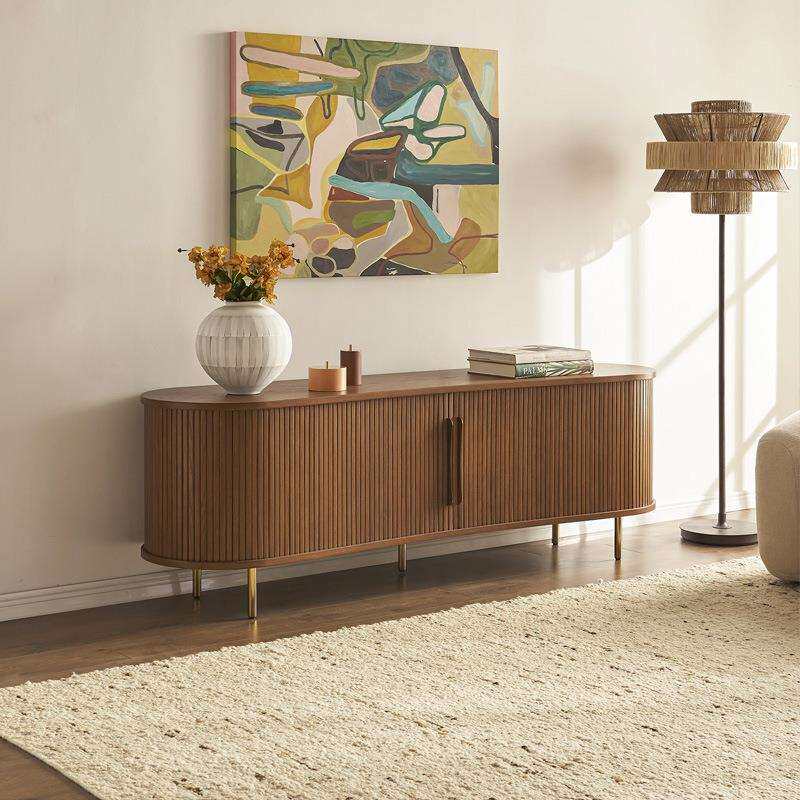 中古风橡木小户型储物餐边柜日式民宿简约客厅视听柜北欧轻奢柜子