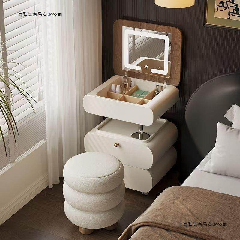中古奶油风床头柜翻盖化妆桌卧室简约现代可移动升降梳妆台一体柜,电子元器件市场,其它元器件,淘宝优惠券,粉丝福利购,淘宝优惠卷