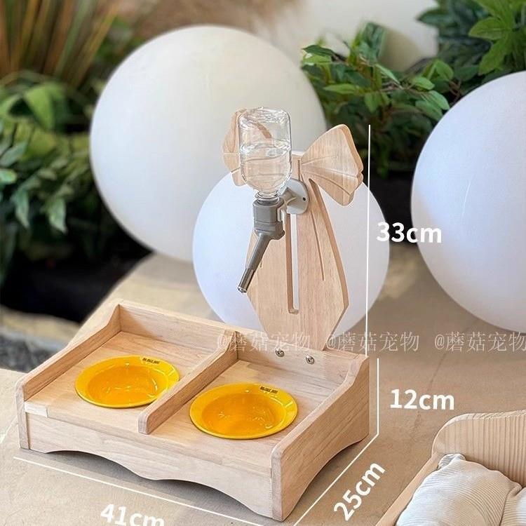 宠物饮水器立式防可饮水壶宠物调整滚珠不湿嘴实木尾巴颈椎饮水器