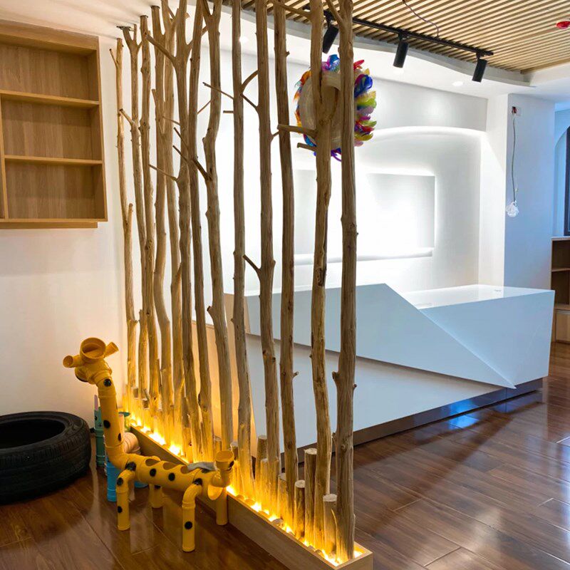 天然原木干树枝隔断套装客厅茶室幼儿园环创装饰树干造景民宿创意