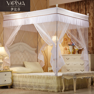 蚊帐三开门拉链方顶公主风1.5米1.8m床双人家用蒙古包坐床纹帐