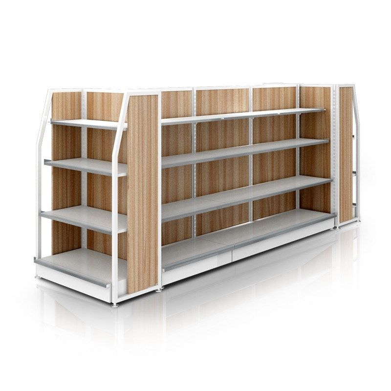 业神钢木货架便利店超市货架展架母婴店货架双面中岛高柜展示架药