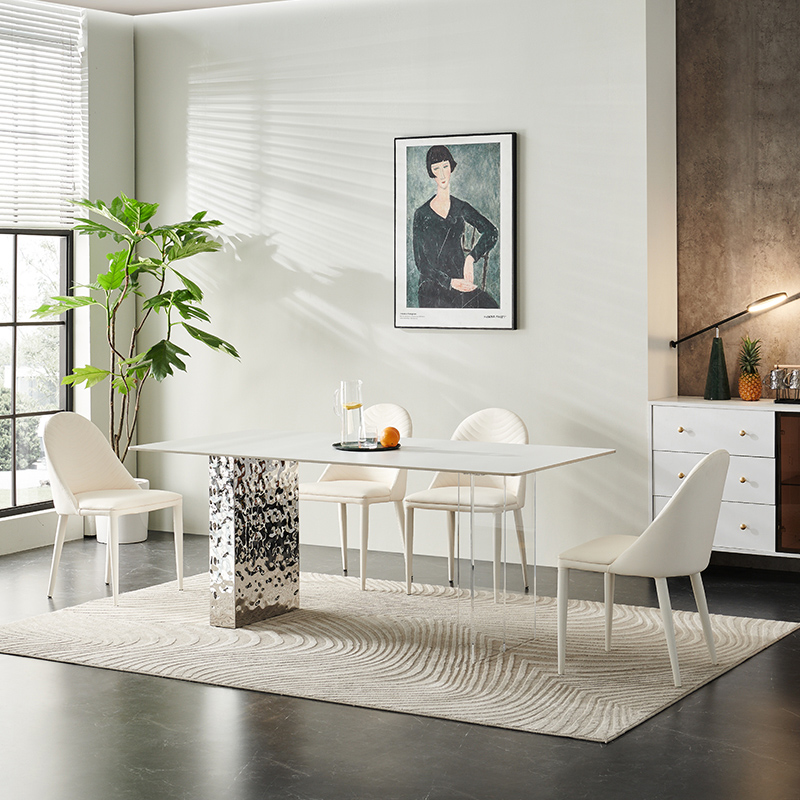 意式极简亚克力岩板餐桌轻奢现代简约网红小户型长方形悬浮桌子