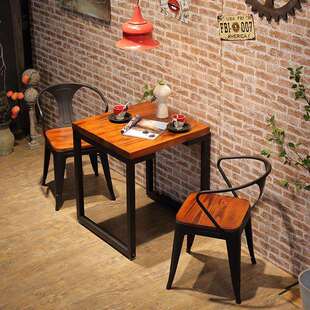 餐厅餐桌简约铁艺四方小桌子小户型餐桌椅组合实木餐桌