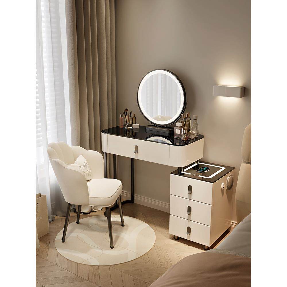 2025新款梳妆台60cm斗柜一体轻奢岩板智能现代简约化妆桌卧室