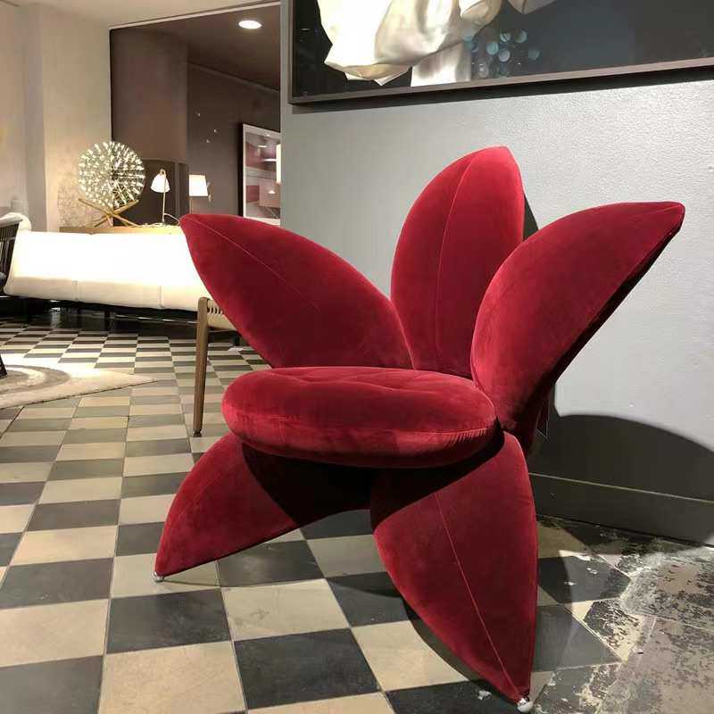 北欧花朵沙发椅样板房别墅设计师百合花瓣布艺休闲椅意式极简风椅