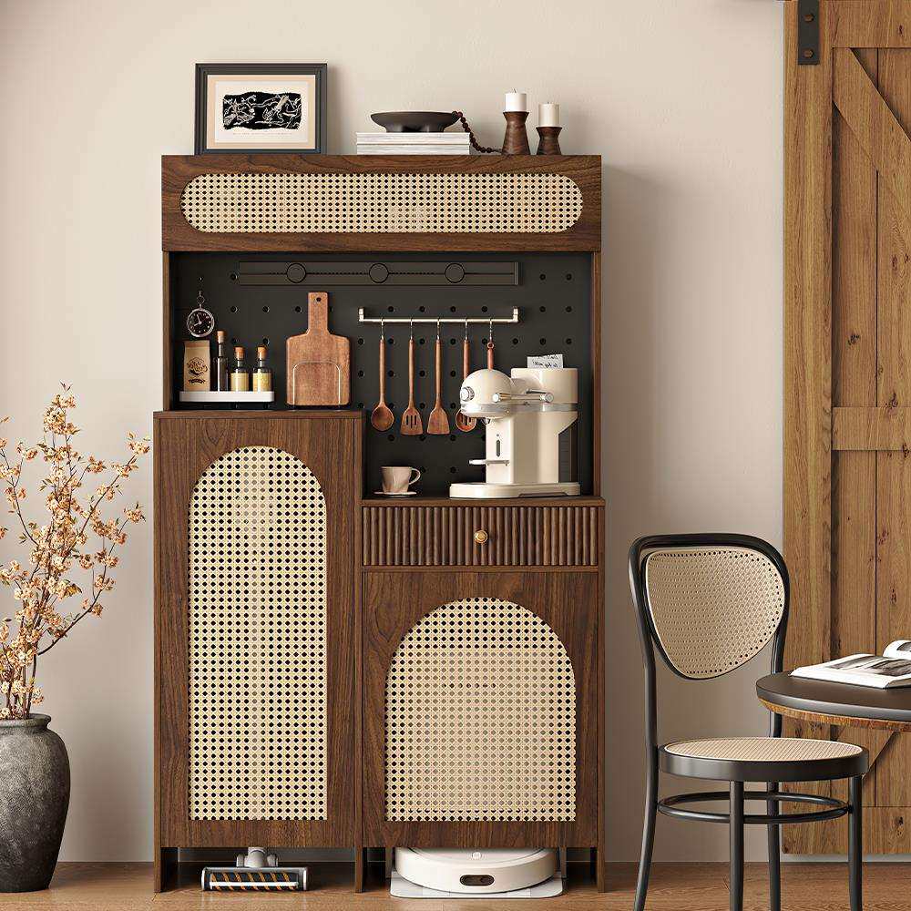 吸尘器高柜收纳柜置物石头人洗地机科沃斯扫地机器实木餐边柜米博