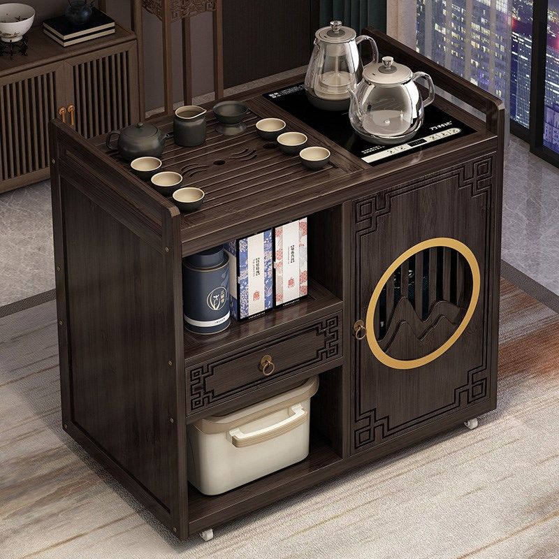 新中式茶桌移动茶台家用小茶车小型茶几客厅沙发边几非实木茶水柜