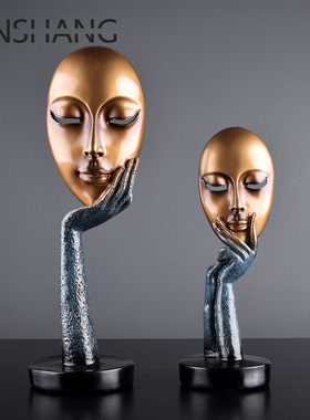 欧式创意抽象艺术人脸面具摆件 客厅家居装饰品摆设 工艺品 礼品