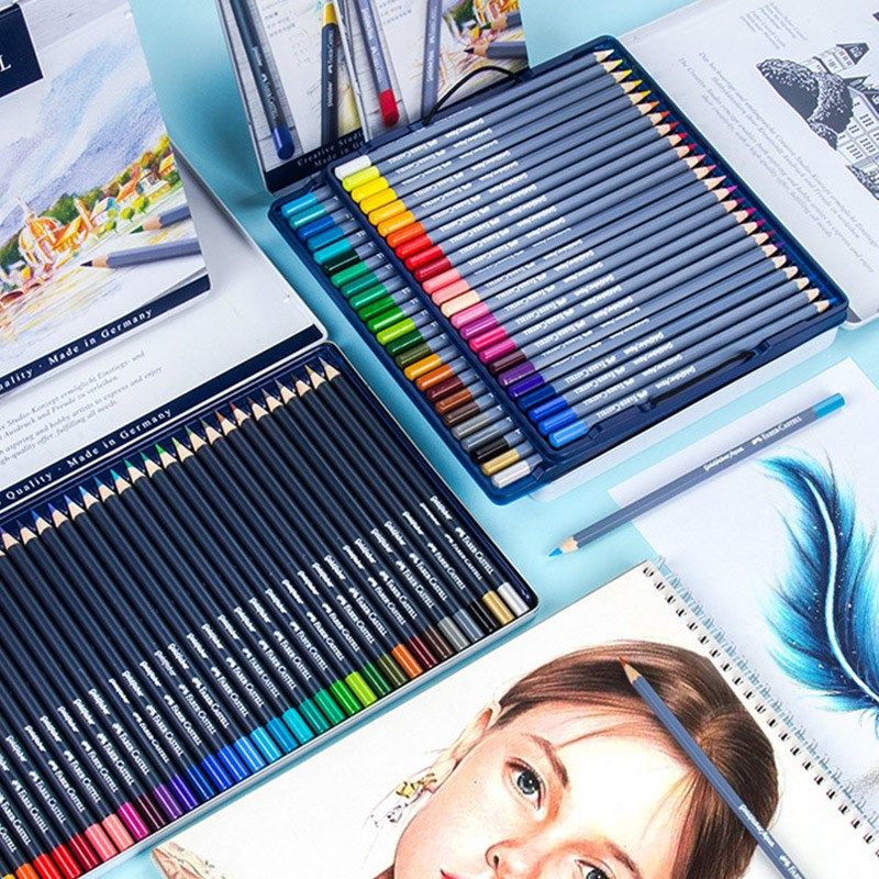 德国辉柏嘉蓝铁盒水溶性彩色铅笔12色24色36色48色油性彩铅笔画笔