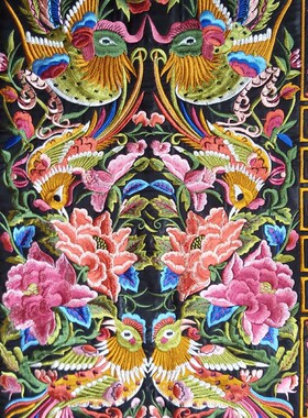精品机绣大绣片裙摆裙门马面裙裙片加工刺绣辅料59*33cm