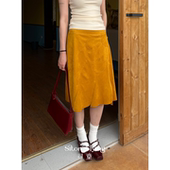 2025新款 司童 金合欢牛皮绒半身裙冬装 通勤高腰印花a字中长裙裙子